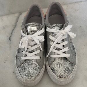 GUESS Women's Sparkling Silver Sneakers